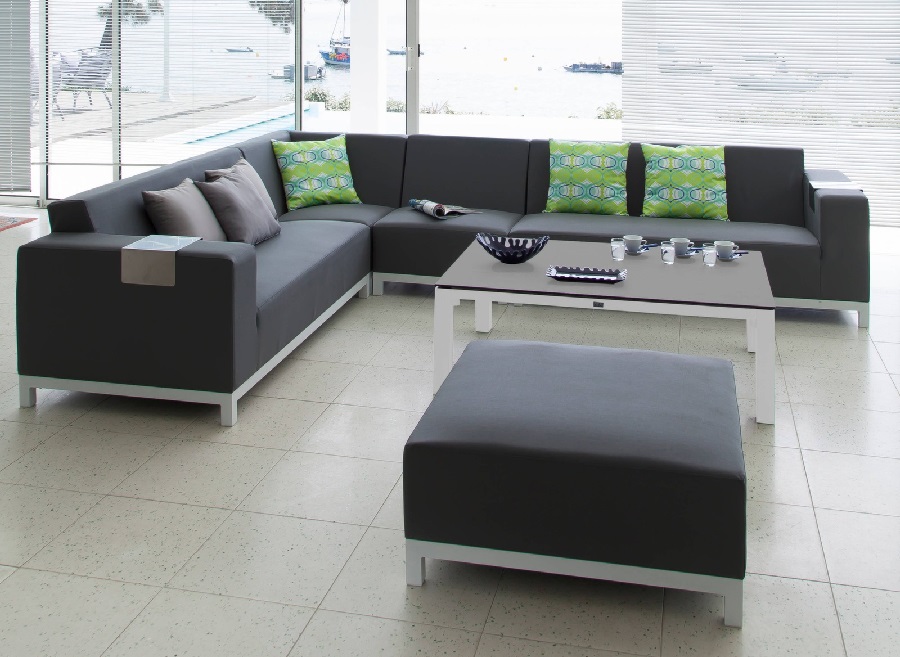 Set lounge belle-île avec canapé d'angle et table basse